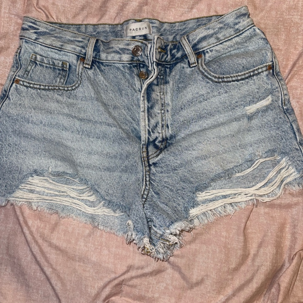 PacSun High Rise Light Blue Festival Jean Shorts